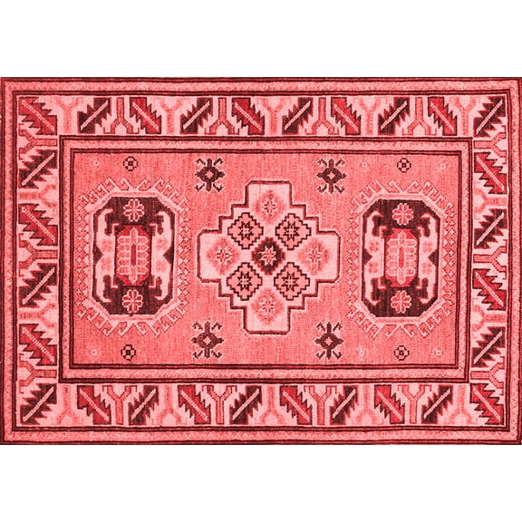 Ahgly Company Indoor Rectangle Geometric Red Traditional Area Rugs, 2' x 5'