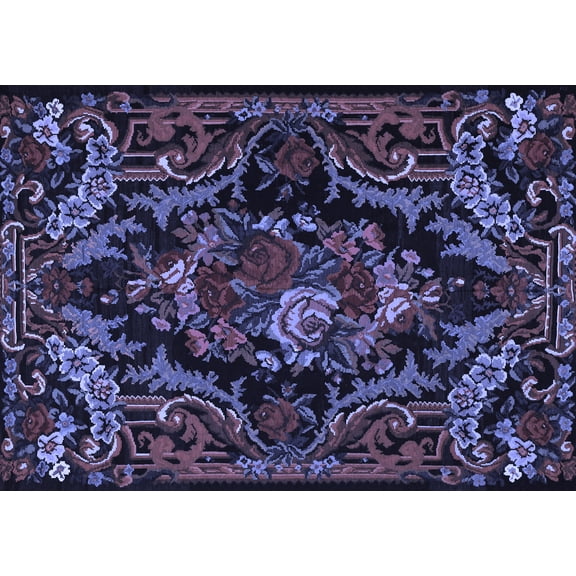 Ahgly Company Indoor Rectangle Medallion Blue French Area Rugs, 3' x 5'
