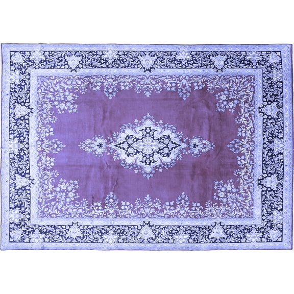 Ahgly Company Indoor Rectangle Medallion Blue Traditional Area Rugs, 2' x 3'