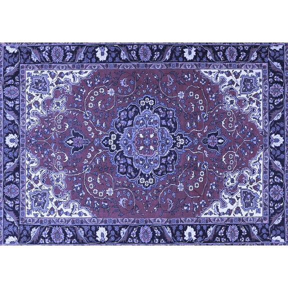 Ahgly Company Indoor Rectangle Medallion Blue Traditional Area Rugs, 2' x 3'