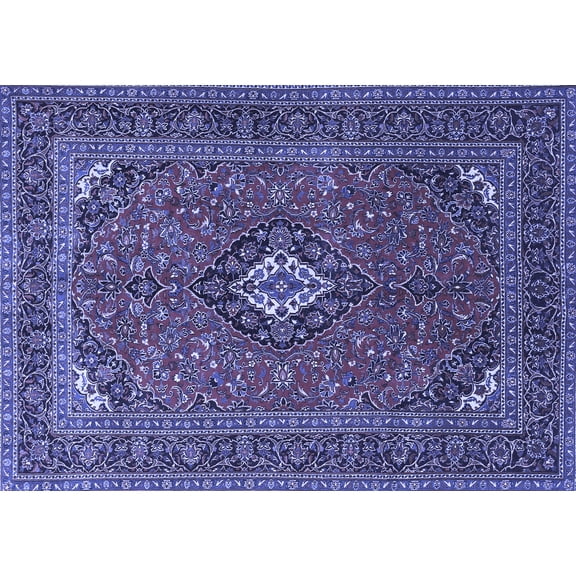 Ahgly Company Indoor Rectangle Medallion Blue Traditional Area Rugs, 2' x 5'