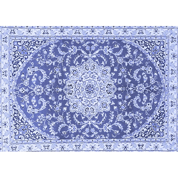 Ahgly Company Indoor Rectangle Medallion Blue Traditional Area Rugs, 3' x 5'