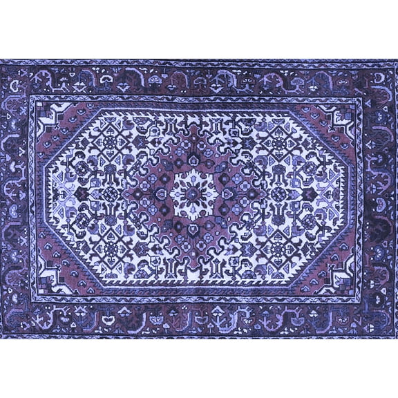 Ahgly Company Indoor Rectangle Medallion Blue Traditional Area Rugs, 5' x 7'