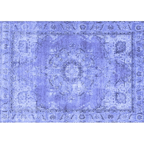 Ahgly Company Indoor Rectangle Medallion Blue Traditional Area Rugs, 5' x 7'