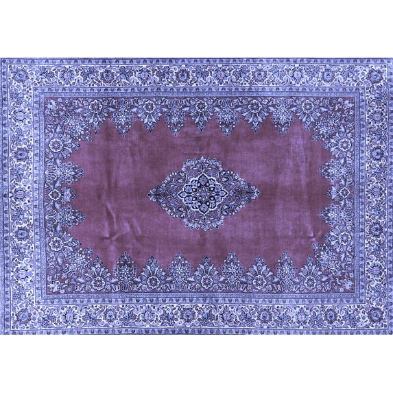 Ahgly Company Indoor Rectangle Medallion Blue Traditional Area Rugs, 6' x 9'