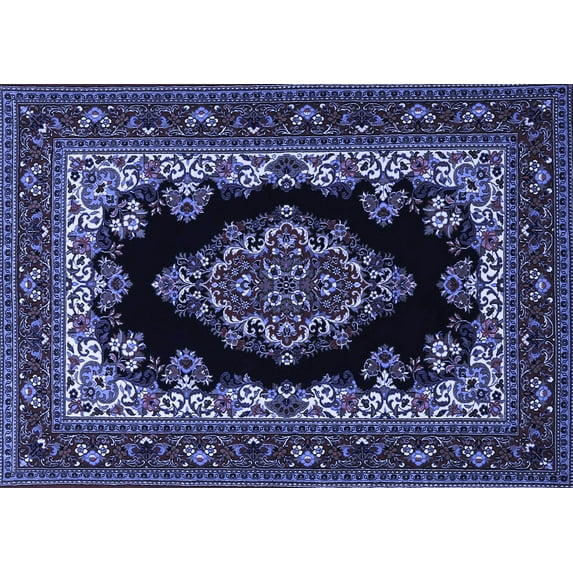 Ahgly Company Indoor Rectangle Medallion Blue Traditional Area Rugs, 6' x 9'