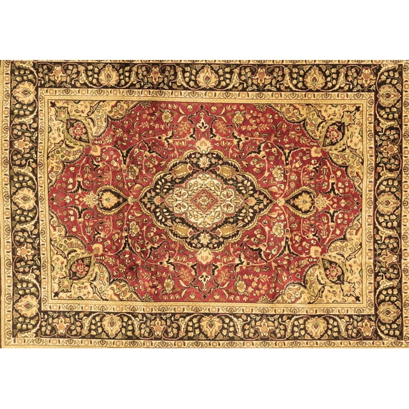 Ahgly Company Indoor Rectangle Medallion Brown Traditional Area Rugs, 7' x 10'