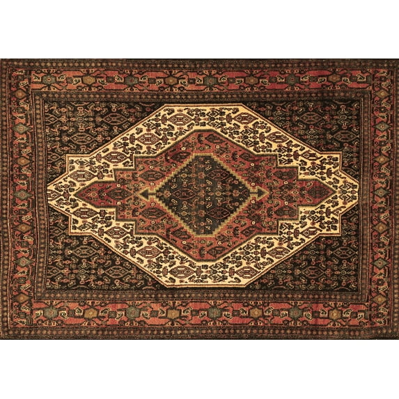 Ahgly Company Indoor Rectangle Medallion Brown Traditional Area Rugs, 8' x 12'
