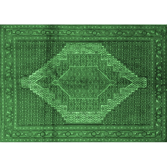 Ahgly Company Indoor Rectangle Medallion Emerald Green Traditional Area Rugs, 2' x 5'