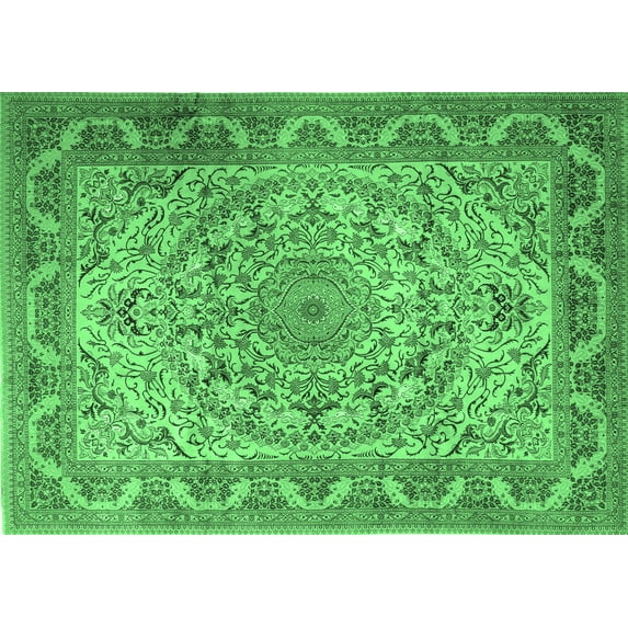 Ahgly Company Indoor Rectangle Medallion Emerald Green Traditional Area Rugs, 3' x 5'