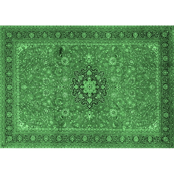 Ahgly Company Indoor Rectangle Medallion Emerald Green Traditional Area Rugs, 3' x 5'