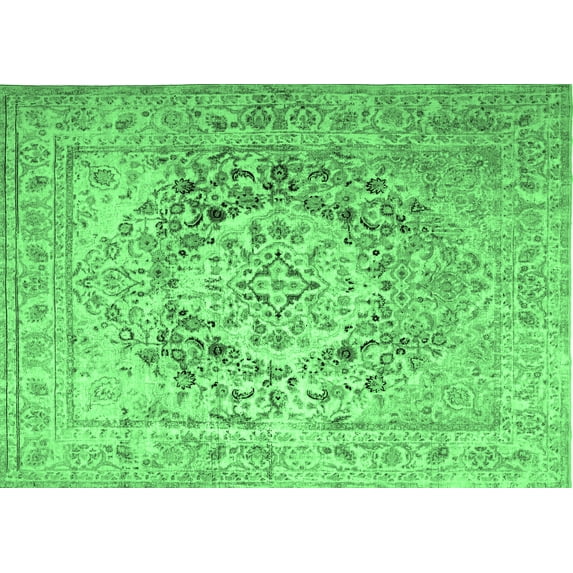 Ahgly Company Indoor Rectangle Medallion Emerald Green Traditional Area Rugs, 7' x 9'
