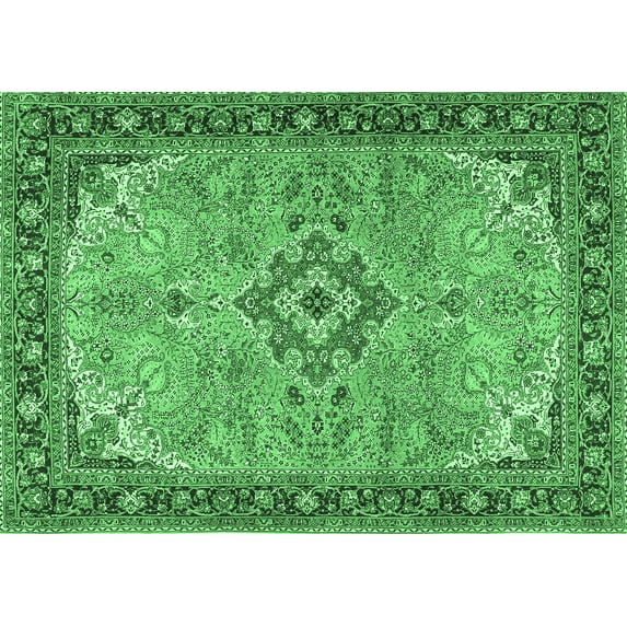 Ahgly Company Indoor Rectangle Medallion Emerald Green Traditional Area Rugs, 8' x 10'