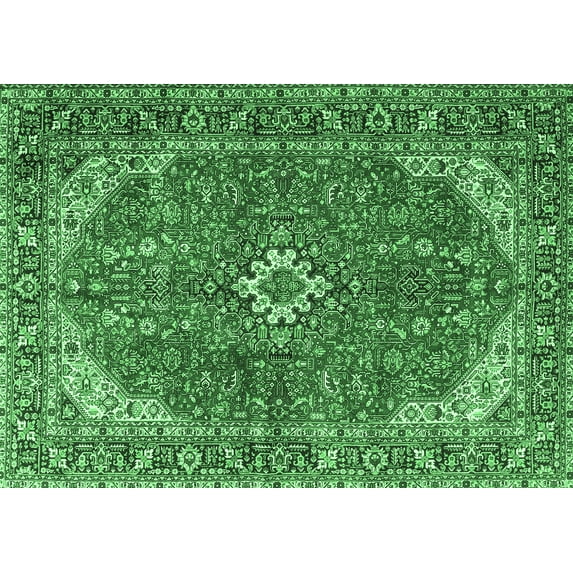 Ahgly Company Indoor Rectangle Medallion Emerald Green Traditional Area Rugs, 8' x 12'