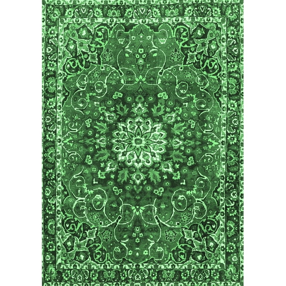 Ahgly Company Indoor Rectangle Medallion Emerald Green Traditional Area Rugs, 8' x 12'