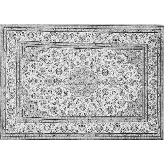 Ahgly Company Indoor Rectangle Medallion Gray Traditional Area Rugs, 2' x 3'