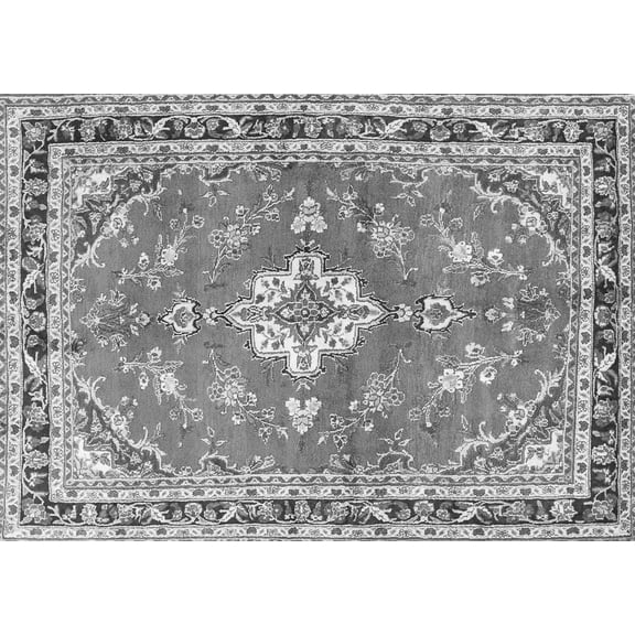 Ahgly Company Indoor Rectangle Medallion Gray Traditional Area Rugs, 2' x 5'