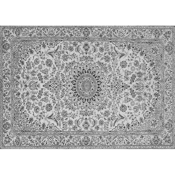 Ahgly Company Indoor Rectangle Medallion Gray Traditional Area Rugs, 5' x 7'