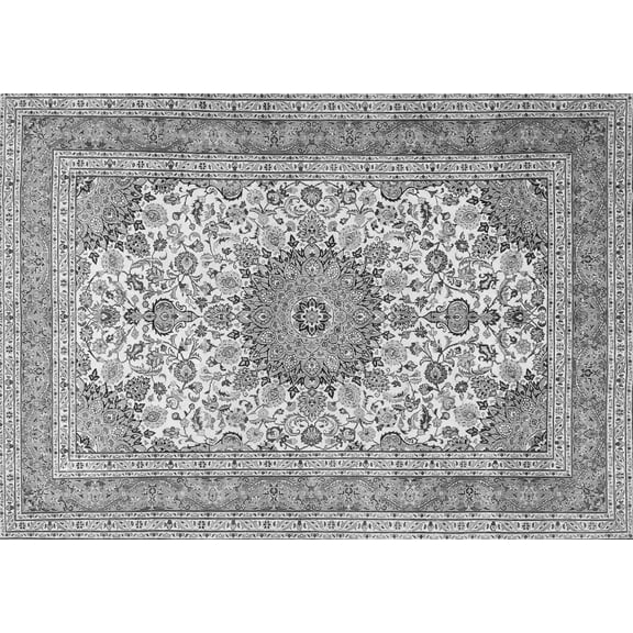 Ahgly Company Indoor Rectangle Medallion Gray Traditional Area Rugs, 7' x 9'