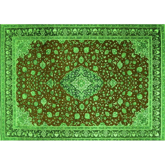 Ahgly Company Indoor Rectangle Medallion Green Traditional Area Rugs, 8' x 10'