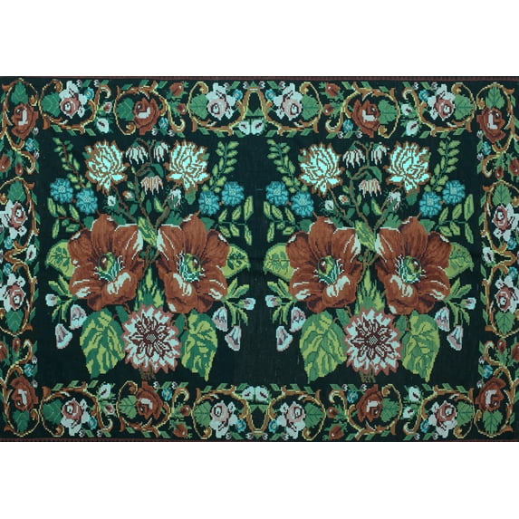 Ahgly Company Indoor Rectangle Medallion Light Blue French Area Rugs, 2' x 4'