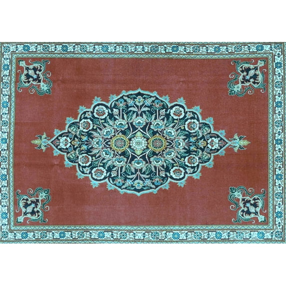 Ahgly Company Indoor Rectangle Medallion Light Blue Traditional Area Rugs, 2' x 3'