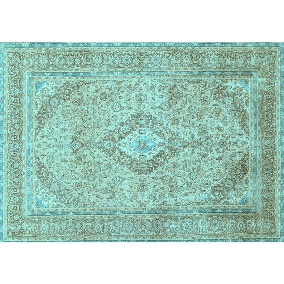 Ahgly Company Indoor Rectangle Medallion Light Blue Traditional Area Rugs, 2' x 3'
