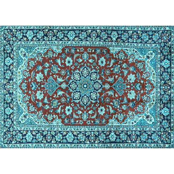 Ahgly Company Indoor Rectangle Medallion Light Blue Traditional Area Rugs, 2' x 3'