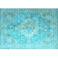 thumbnail image 1 of Ahgly Company Indoor Rectangle Medallion Light Blue Traditional Area Rugs, 2' x 4', 1 of 4