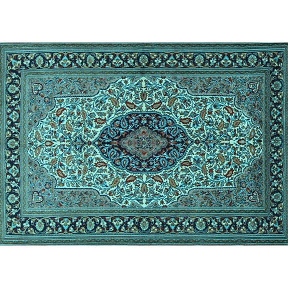 Ahgly Company Indoor Rectangle Medallion Light Blue Traditional Area Rugs, 2' x 4'