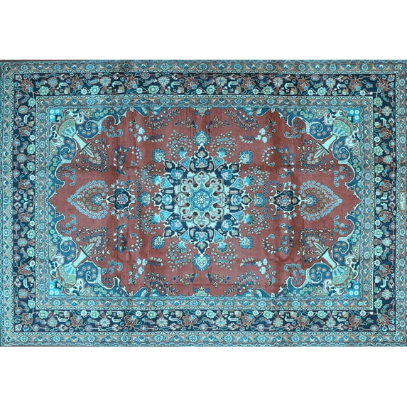 Ahgly Company Indoor Rectangle Medallion Light Blue Traditional Area Rugs, 2' x 5'