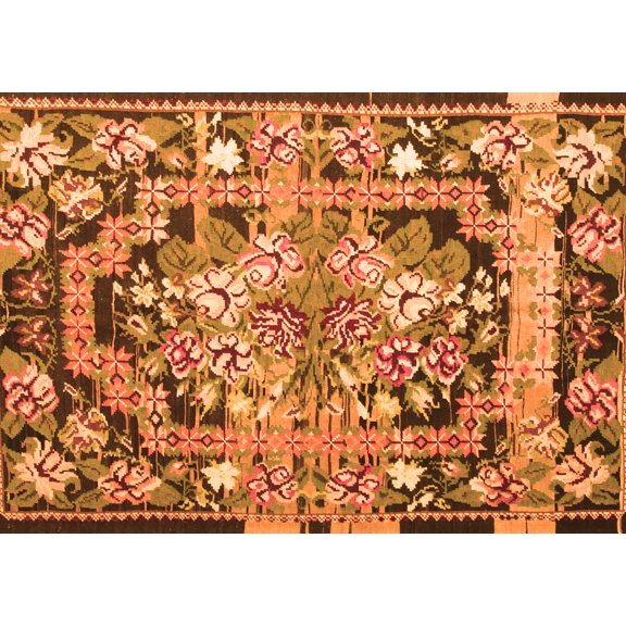 Ahgly Company Indoor Rectangle Medallion Orange French Area Rugs, 7' x 10'