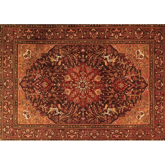 Ahgly Company Indoor Rectangle Medallion Orange Traditional Area Rugs, 4' x 6'