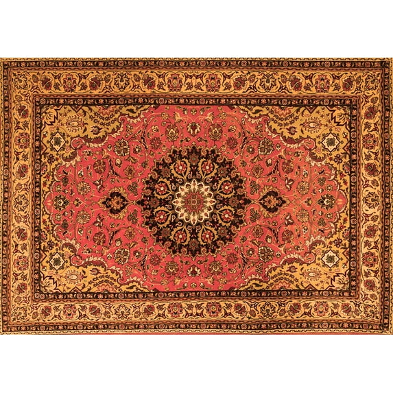 Ahgly Company Indoor Rectangle Medallion Orange Traditional Area Rugs, 8' x 10'