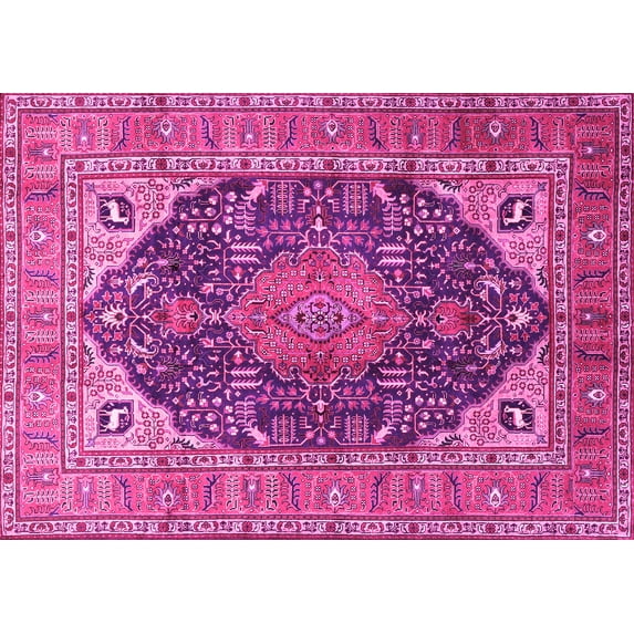 Ahgly Company Indoor Rectangle Medallion Pink Traditional Area Rugs, 2' x 5'