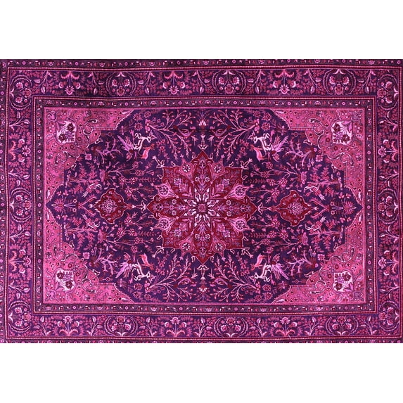 Ahgly Company Indoor Rectangle Medallion Pink Traditional Area Rugs, 5' x 7'