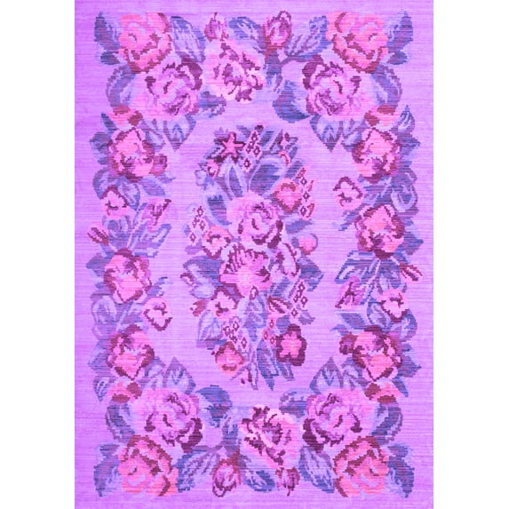 Ahgly Company Indoor Rectangle Medallion Purple French Area Rugs, 2' x 3'