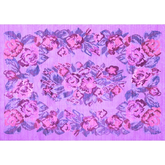 Ahgly Company Indoor Rectangle Medallion Purple French Area Rugs, 2' x 3'