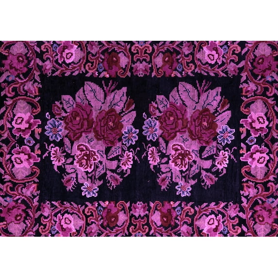 Ahgly Company Indoor Rectangle Medallion Purple French Area Rugs, 4' x 6'