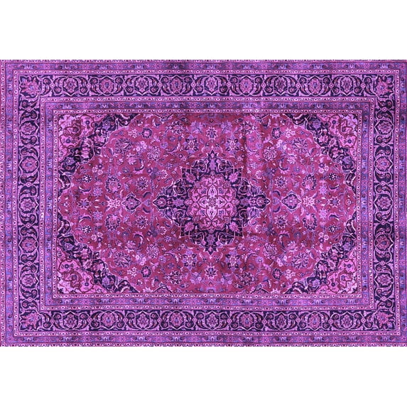 Ahgly Company Indoor Rectangle Medallion Purple Traditional Area Rugs, 2' x 3'