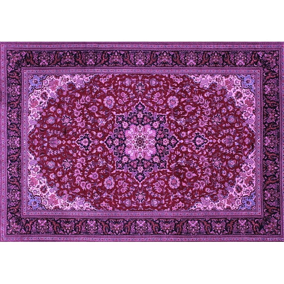 Ahgly Company Indoor Rectangle Medallion Purple Traditional Area Rugs, 2' x 4'