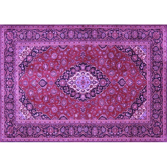 Ahgly Company Indoor Rectangle Medallion Purple Traditional Area Rugs, 5' x 8'