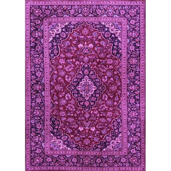 Ahgly Company Indoor Rectangle Medallion Purple Traditional Area Rugs, 6' x 9'
