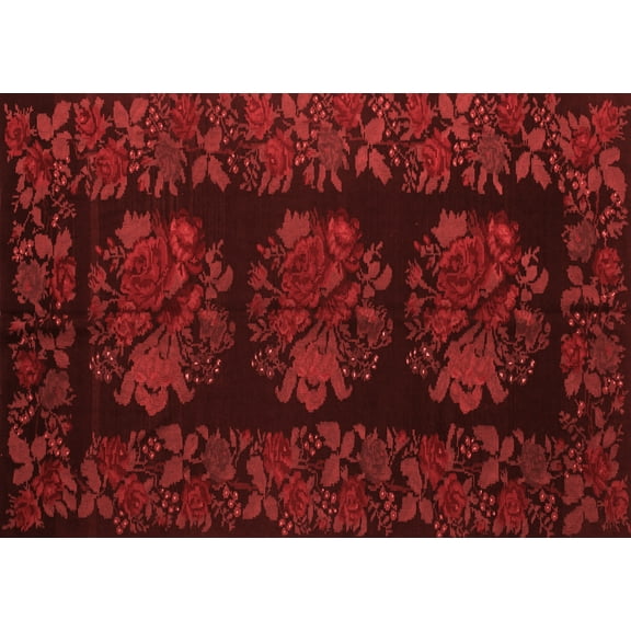 Ahgly Company Indoor Rectangle Medallion Red French Area Rugs, 4' x 6'
