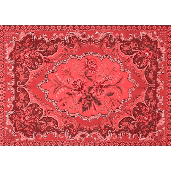 Ahgly Company Indoor Rectangle Medallion Red French Area Rugs, 4' x 6'