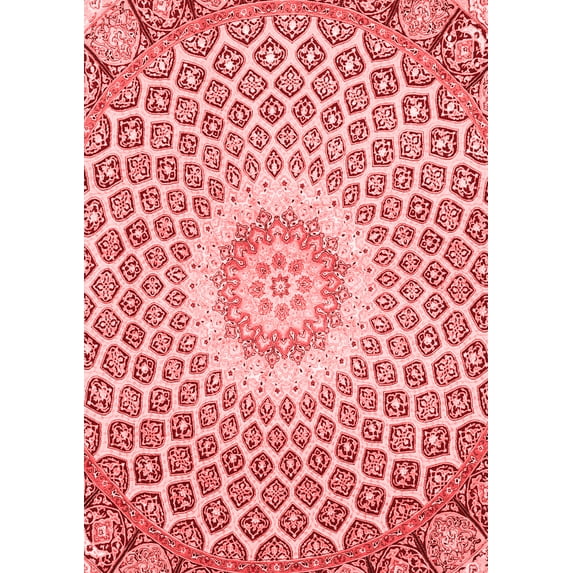 Ahgly Company Indoor Rectangle Medallion Red Traditional Area Rugs, 4' x 6'