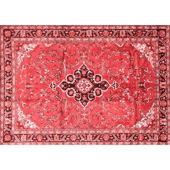 Ahgly Company Indoor Rectangle Medallion Red Traditional Area Rugs, 5' x 7'