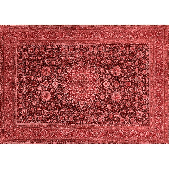 Ahgly Company Indoor Rectangle Medallion Red Traditional Area Rugs, 7' x 9'