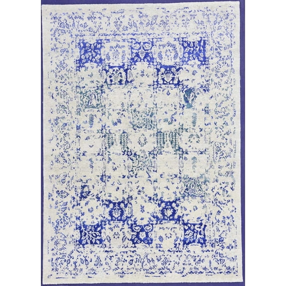 Ahgly Company Indoor Rectangle Mid-Century Modern Ash White Beige Area Rugs, 5' x 7'