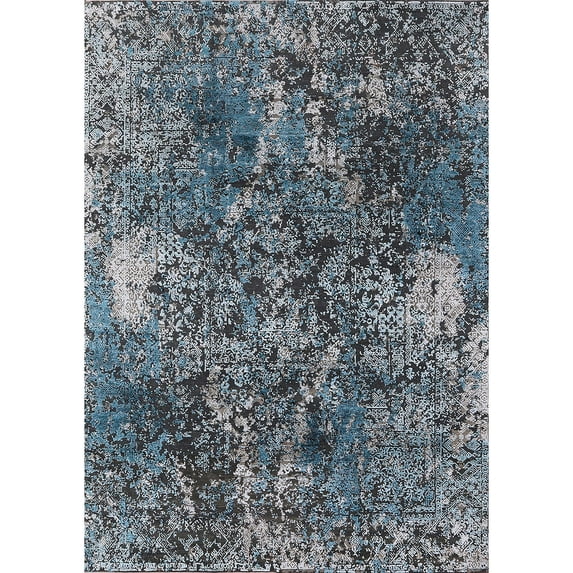 Ahgly Company Indoor Rectangle Mid-Century Modern Baby Blue Area Rugs, 4' x 6'